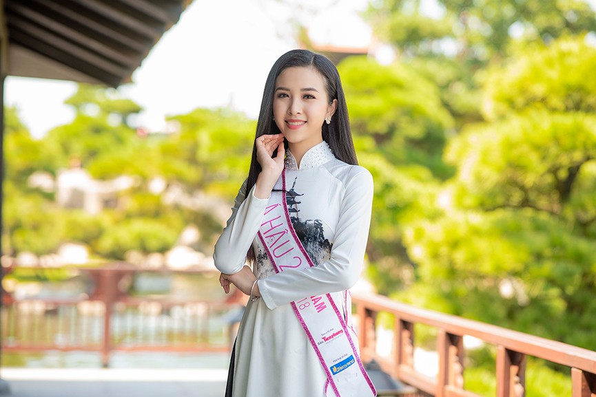 Top 3 HHVN 2018 đọ sắc với áo dài hoạ tiết Nhật Bản - ảnh 5