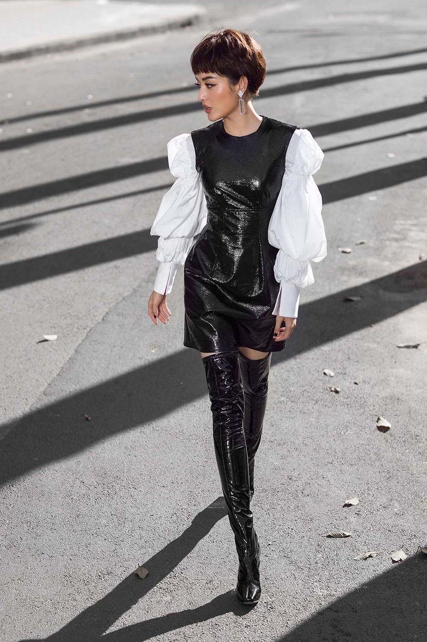 Huyền My bất ngờ xuống tóc, phối đồ street style cá tính trên phố - ảnh 1