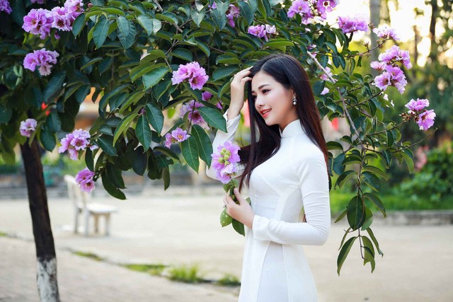Thiếu nữ Hà thành đẹp dịu dàng bên hoa bằng lăng - ảnh 8
