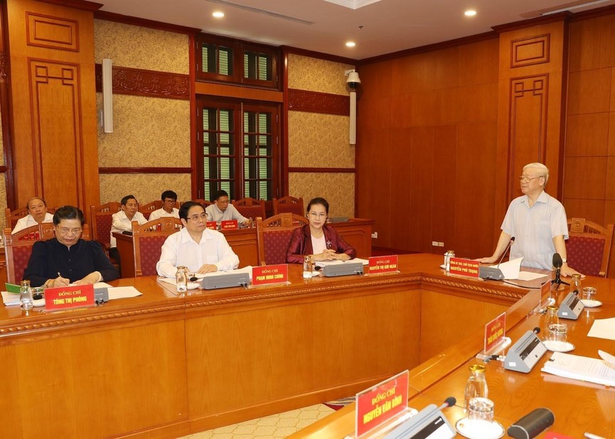 Tổng Bí thư, Chủ tịch nước chủ trì họp Tiểu ban Văn kiện Đại hội XIII của Đảng - ảnh 7