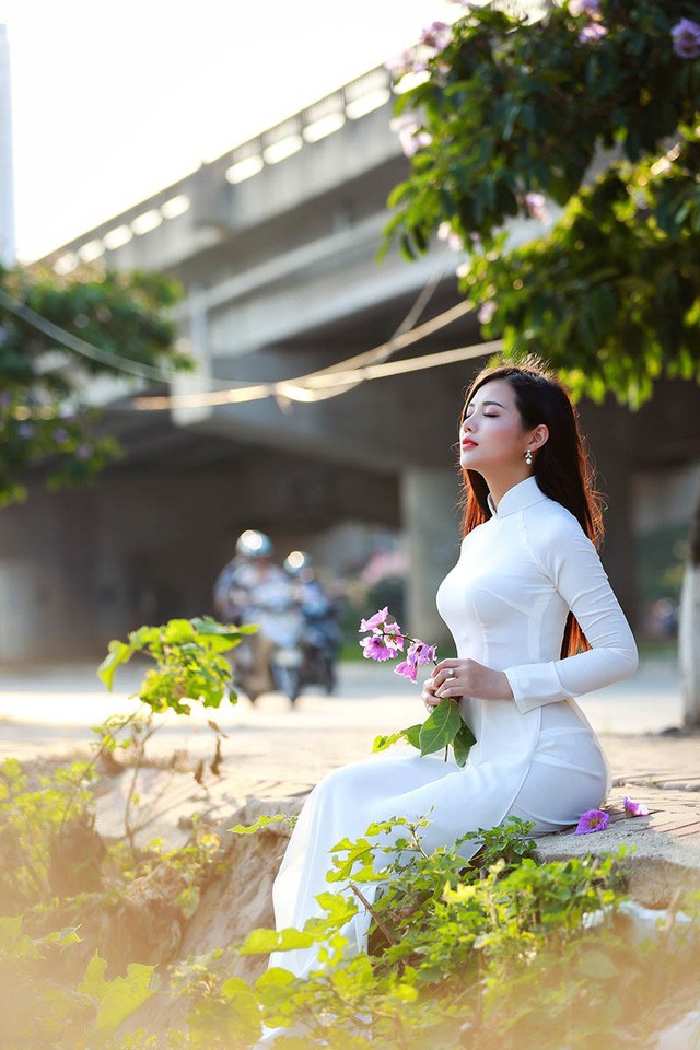 Thiếu nữ Hà thành đẹp dịu dàng bên hoa bằng lăng - ảnh 1