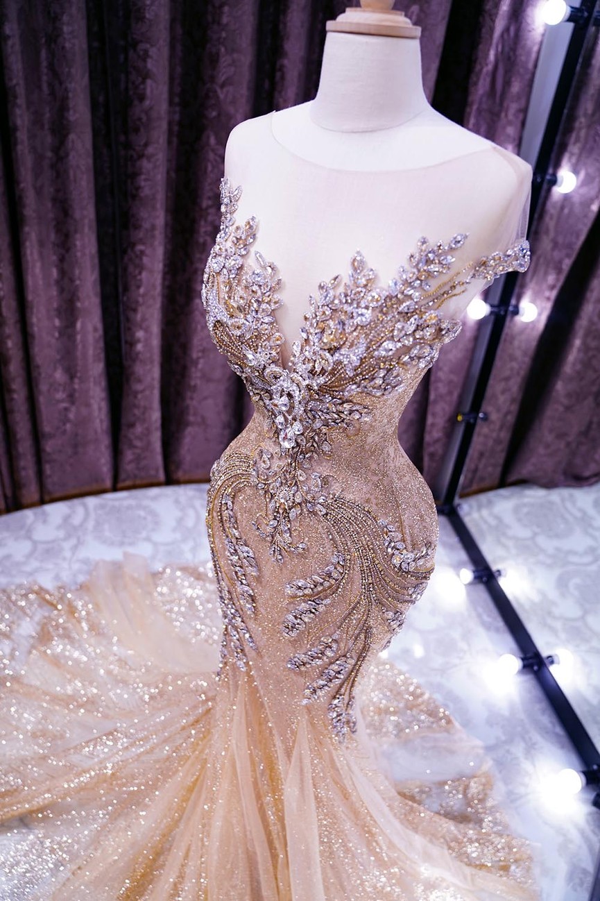 Hé lộ váy dạ hội dát vàng Phương Nga sẽ mặc trong chung kết Miss Grand - ảnh 4