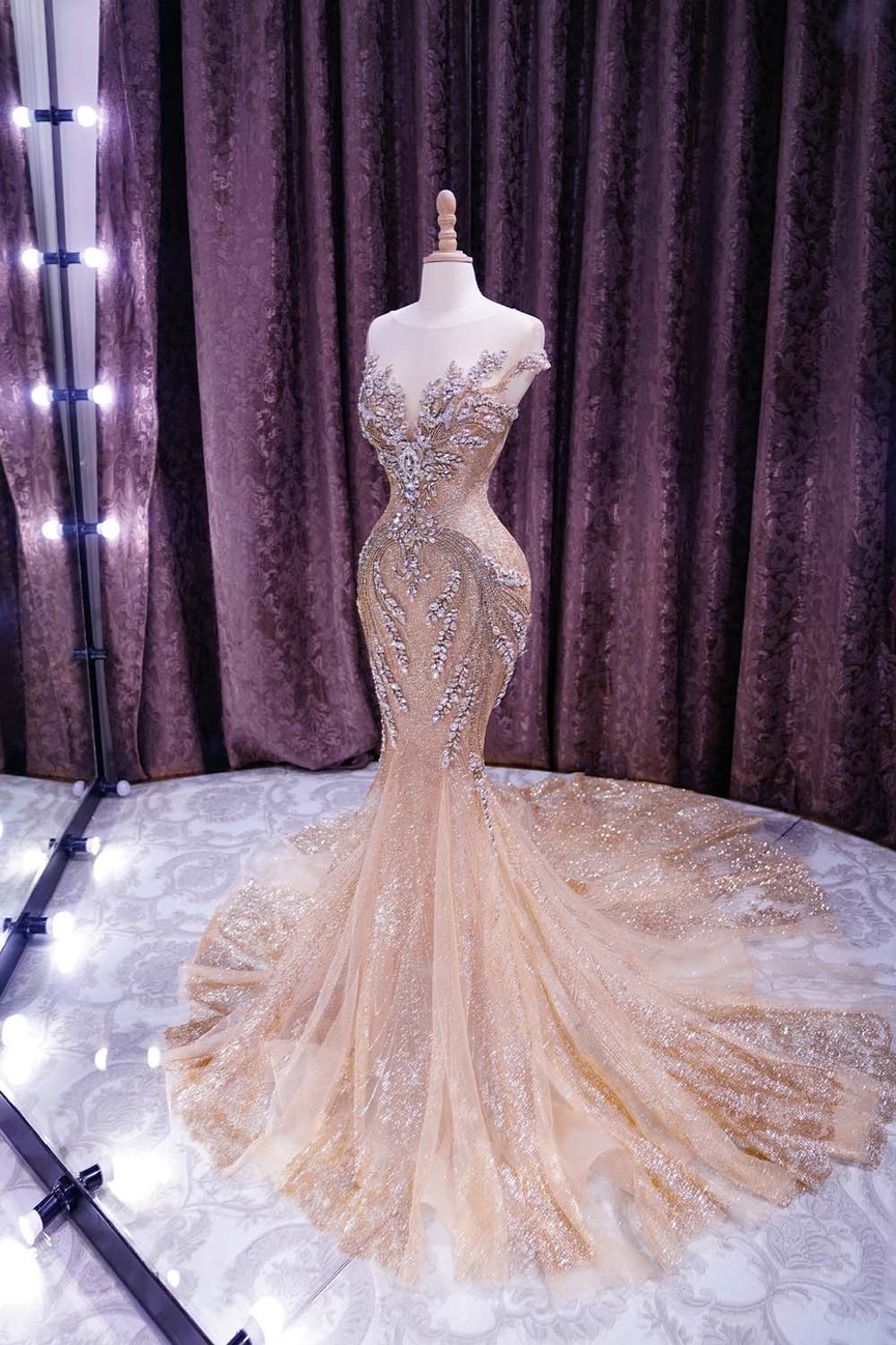 Hé lộ váy dạ hội dát vàng Phương Nga sẽ mặc trong chung kết Miss Grand - ảnh 5