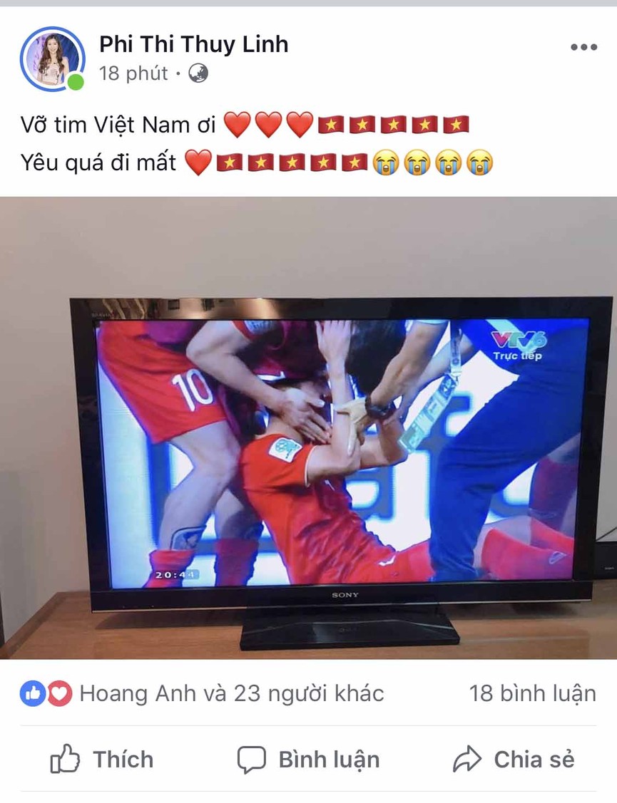 Dàn Hoa hậu, Á hậu đau tim, vỡ oà khi Việt Nam thắng Jordan - ảnh 4