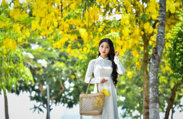 'Hot girl tráng bánh mướt' xứ Nghệ đẹp dịu dàng dưới tán hoàng yến - ảnh 13