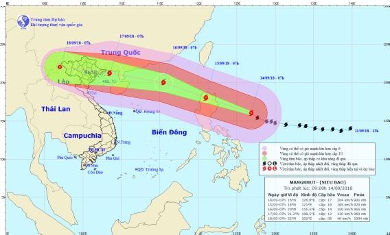 Siêu bão Mangkhut có thể gây mưa rất lớn nhiều vùng trên cả nước