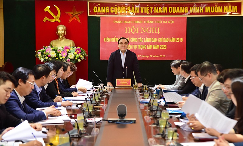 Bí thư Thành ủy Hà Nội Hoàng Trung Hải phát biểu tại Hội nghị. Ảnh: KTĐT
