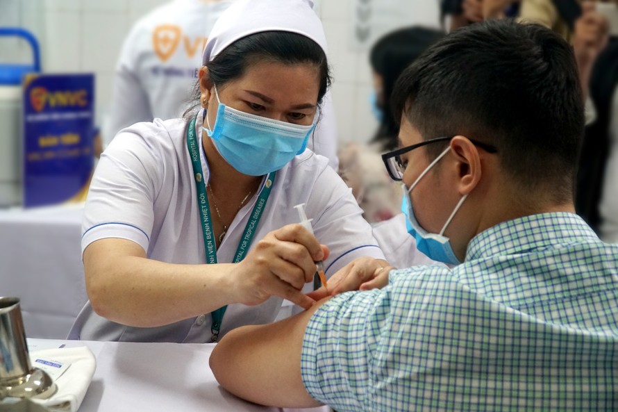 Những liều vacxin phòng COVID-19 được tiêm tại BV Bệnh nhiệt đới TPHCM sáng ngày 8/3 (ảnh: N.T)