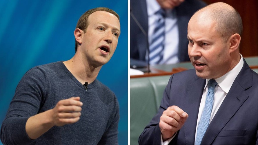 Người sáng lập Facebook Mark Zuckerberg (trái) và bộ trưởng Josh Frydenberg