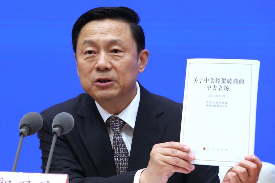 Ông Guo Weimin, Phó chủ nhiệm văn phòng thông tin của Quốc vụ viện Trung Quốc, trong sự kiện công bố sách trắng Ảnh: Simon Song 
