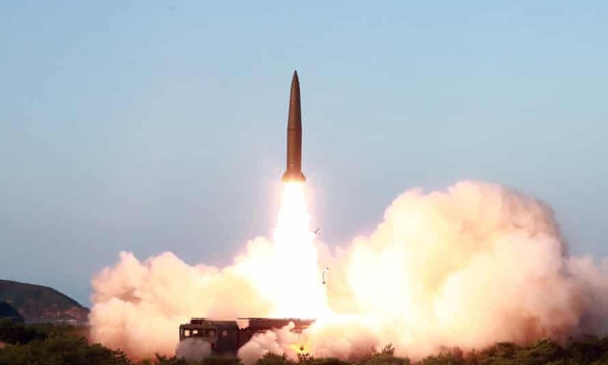 Một vụ phóng tên lửa tầm ngắn của Triều Tiên. Ảnh: KCNA.