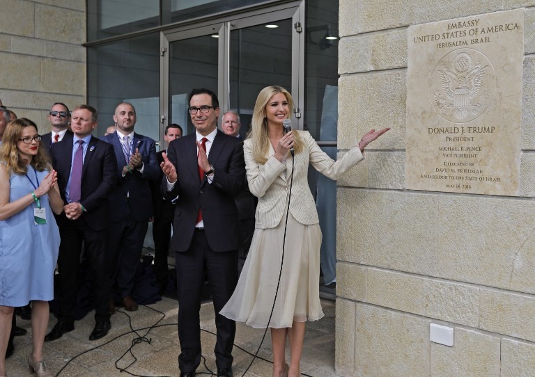 Con gái Tổng thống Mỹ - bà Ivanka Trump tham dự lễ khánh thánh đại sứ quán Mỹ tại Jerusalem. Ảnh: AFP