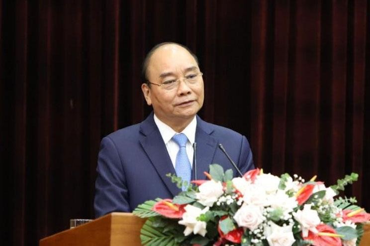 Chủ tịch nước Nguyễn Xuân Phúc phát biểu tại buổi làm việc. Ảnh: N.P