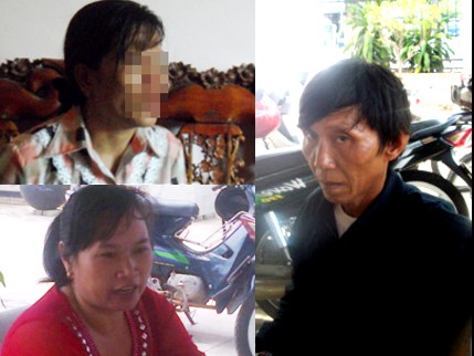 Bà B. nhắc lại sự việc trong nước mắt (ảnh trên bên trái); bà Lê Thị Tuyết thanh minh cho hành vi của mình (ảnh dưới bên trái)và ông Phú đang tố cáo vợ