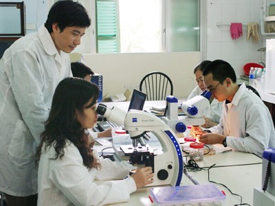 Sinh viên trong giờ thí nghiệm tại ĐH Khoa học Tự nhiên - ĐH Quốc gia Hà Nội. Ảnh: Hồ Thu