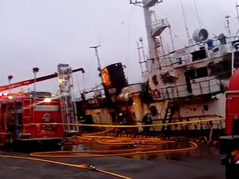 Hiện trường vụ cháy tàu ở Nhật khiến 6 người Nga thiệt mạng
