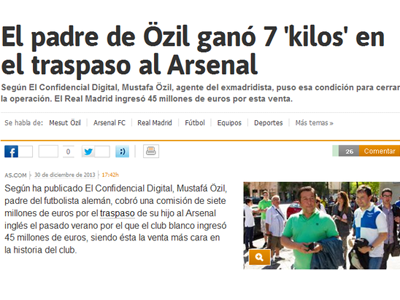Ozil đến Arsenal 'đơn giản chỉ vì tiền'?