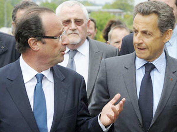 Hàng đầu: Ông Hollande và ông Sarkozy Ảnh: LeJDD
