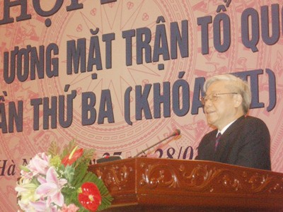 Tổng Bí thư, Chủ tịch Quốc hội Nguyễn Phú Trọng phát biểu tại Hội nghị Ảnh: N.T