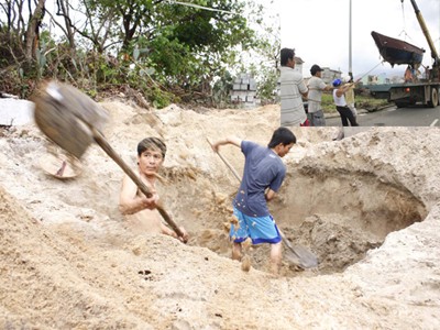 Đào hầm tránh siêu bão Haiyan