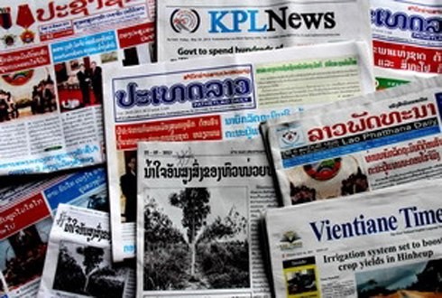 Một số tờ báo tại Lào đã lên tiếng ủng hộ Chủ tịch Tập đoàn HAGL, Đoàn Nguyên Đức sau cáo buộc chiếm đất phá rừng của Global Witness. Ảnh: Vietnam+