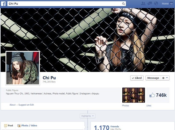 Hot girl Chi Pu bất ngờ đổi trang cá nhân có 1 triệu like