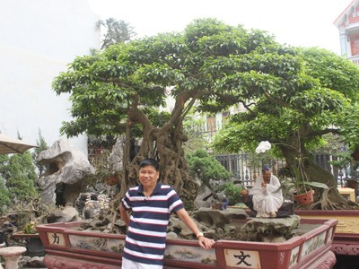 Anh Phan Văn Toàn bên cây cảnh quý Ảnh: T.V