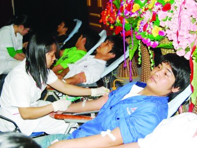 Đoàn viên thanh niên trong hoạt động hiến máu nhân đạo Ảnh: Bảo Phương