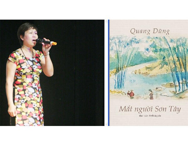 Con gái nhà thơ Quang Dũng ngâm bài thơ “Tây Tiến” Ảnh: Mai Xuân Tùng