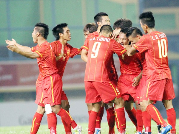 Niềm vui ghi bàn của các cầu thủ U23 Việt Nam trong trận thắng 2-0 trước U23 Đông Timor. Ảnh: VSI
