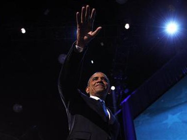 Ông Obama ăn mừng chiến thắng tại Chicago, Illinois hôm 7-11