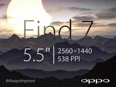 Oppo Find 7 sẽ có màn hình siêu 'khủng'