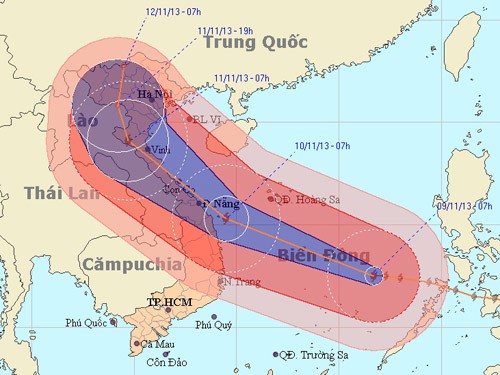 Siêu bão Haiyan có thể đổi hướng, đe dọa miền Trung