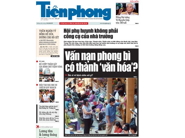 Tin bài đáng chú ý trên nhật báo Tiền Phong