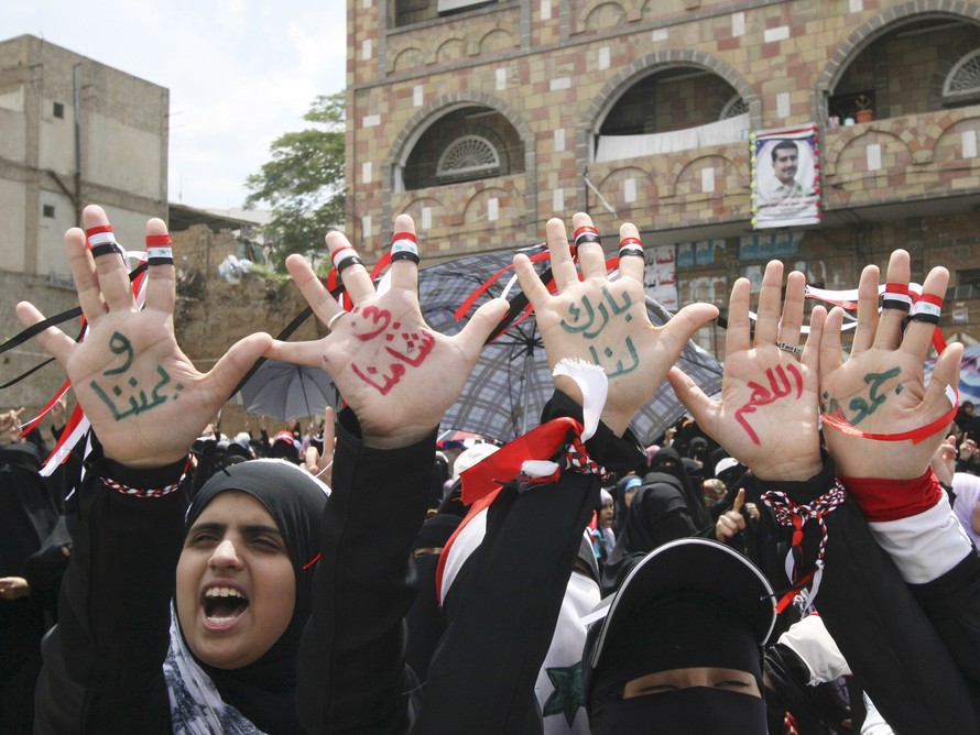 Phụ nữ Syria biểu tình chống chính phủ Ảnh: ABC News