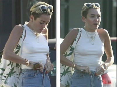 Miley Cyrus cũng chuộng ‘mốt’ thả rông ngực