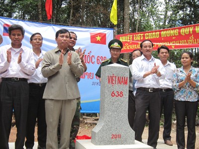 Khánh thành cột mốc cuối cùng giữa Quảng Trị với hai tỉnh của Lào