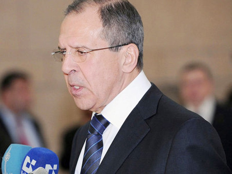 Ngoại trưởng Nga Sergei Lavrov tại cuộc họp báo ở Mátxcơva hôm 8-2 Ảnh: Ria-Novosti
