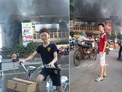 Dân mạng phẫn nộ hai thanh niên chụp ảnh cười đùa trước đám cháy
