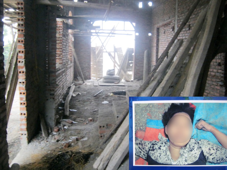 Công trình đang xây dựng dở dang của gia đình ông Nguyễn Văn Phúc và xác chết của người phụ nữ
