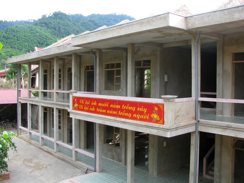 Trường THCS xã Sơn Điện, huyện Quan Sơn dang dở vì thiếu vốn Ảnh: H.L