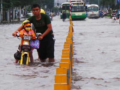 TPHCM: Kiếm tiền triệu mỗi ngày nhờ... ngập lụt