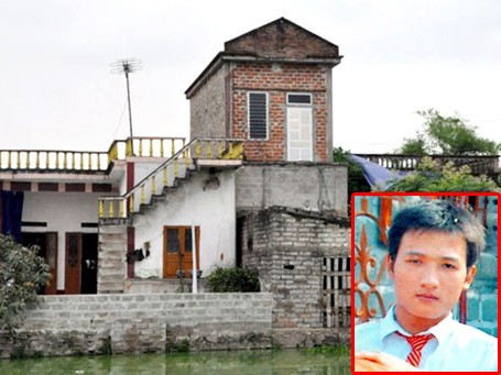Ngôi nhà 2 tầng của gia đình bà Dung nằm ngay sát nhà hung thủ (ảnh lớn) và hung thủ Trần Văn Ngà (ảnh nhỏ)