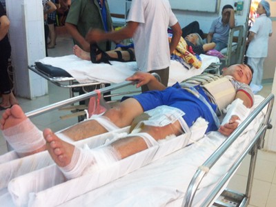 Bệnh nhân Huấn bị đa chấn thương, đang cấp cứu tại BV Việt Đức