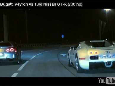Clip: Bugatti Veyron đọ sức với Nissan GT-R R35