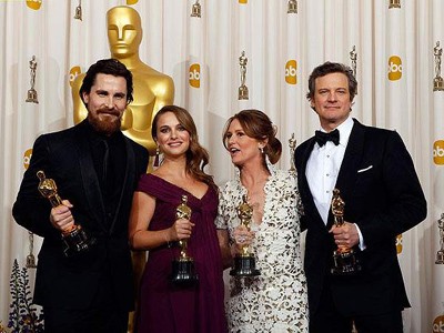 Những diễn viên xuất sắc nhất năm nay: Từ trái qua Christian Bale, Natalie Portman, Melissa Leo, Colin Firth