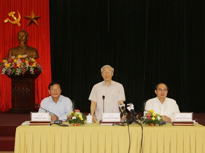 Tổng Bí thư Nguyễn Phú Trọng phát biểu tại buổi làm việc với Bộ GD&ĐT Ảnh: TTXVN