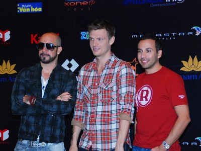 Backstreet Boys tại cuộc họp báo Ảnh: Trọng Thịnh