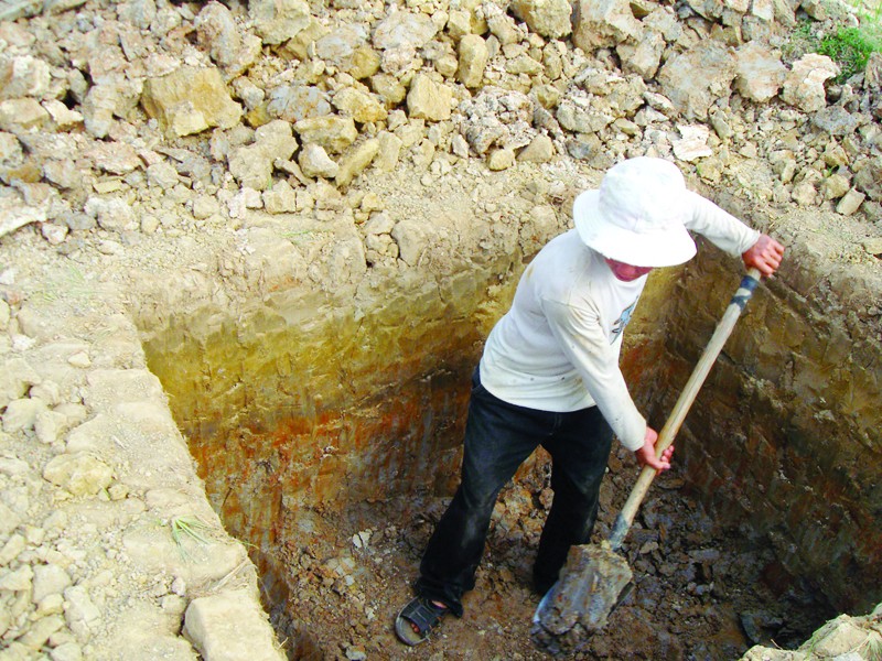 Người dân Nghi Xuân đào sâu hơn 1m ở chân ruộng, vẫn không tìm thấy một giọt nước