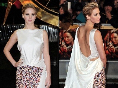 Jennifer Lawrence khoe lưng trần tại buổi ra mắt phim